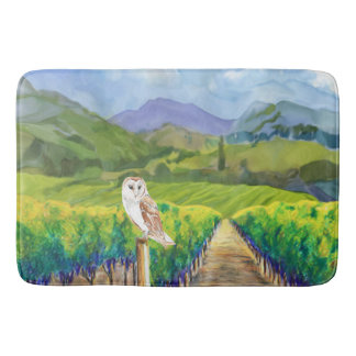Owl in a Vineyard Bath Mat
