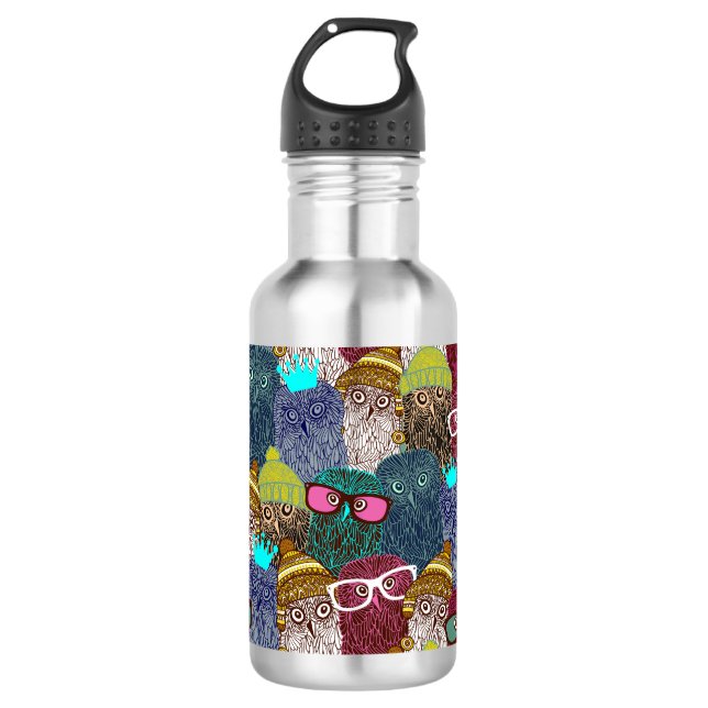 Owl in crown 532 ml water bottle (Front)