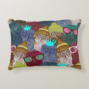 Owl in crown accent pillow
