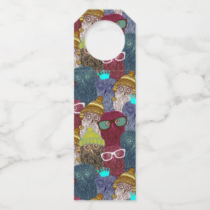 Owl in crown bottle tag