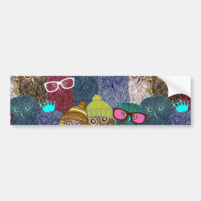 Owl in crown bumper sticker (Front)
