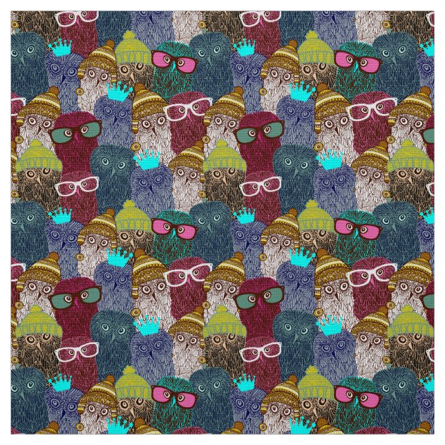 Owl in crown fabric (Swatch)