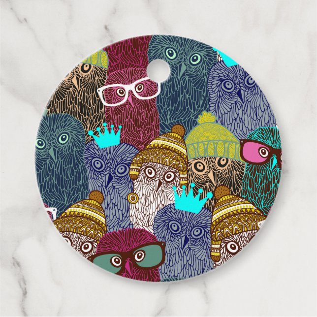 Owl in crown favour tags (Front)