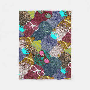 Owl in crown fleece blanket