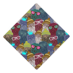 Owl in crown graduation cap topper