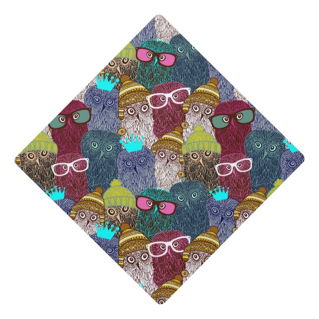 Owl in crown graduation cap topper (Front)