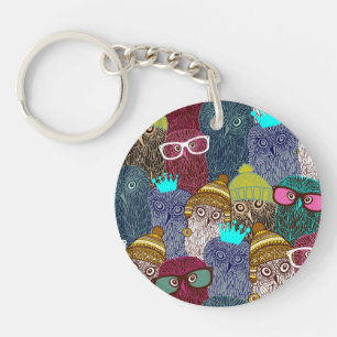 Owl in crown keychain