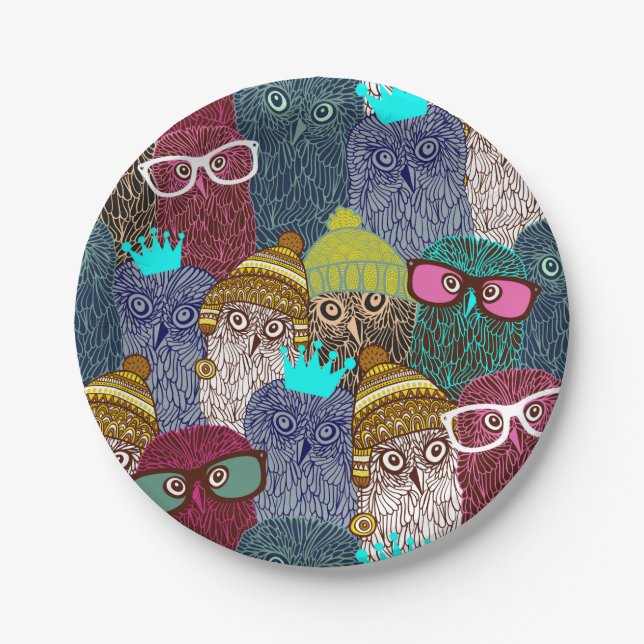 Owl in crown paper plate (Front)