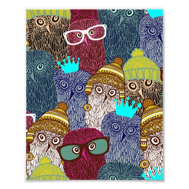 Owl in crown photo print (Front)
