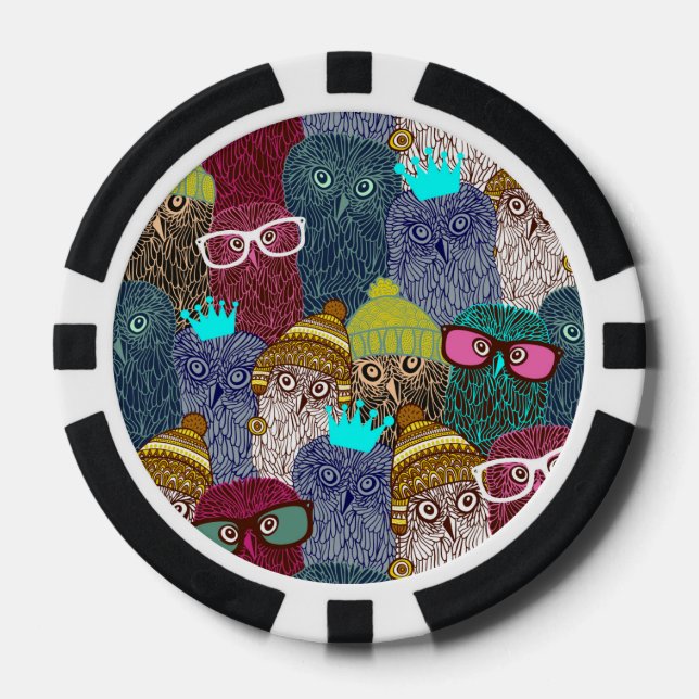 Owl in crown poker chips (Front)