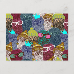 Owl in crown postcard