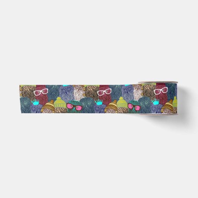 Owl in crown satin ribbon (Front)