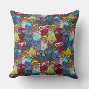 Owl in crown throw pillow