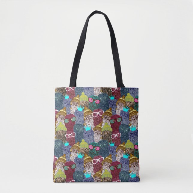 Owl in crown tote bag (Front)