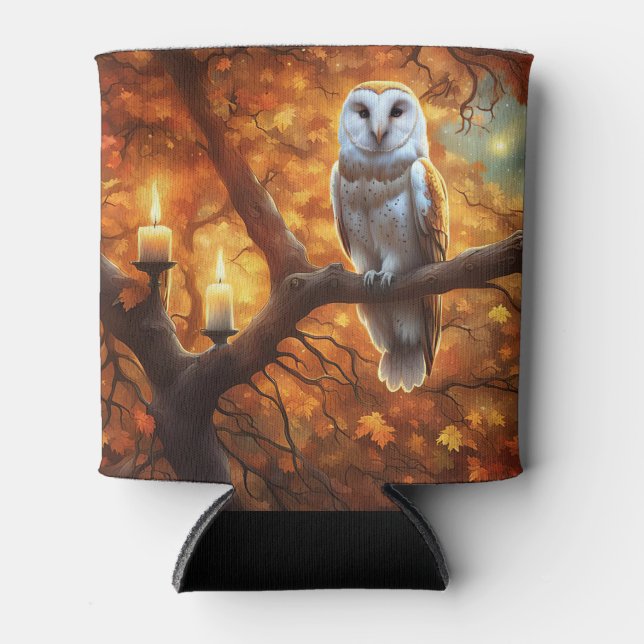 Owl in Fall Colours Cozy Can Cooler (Front)