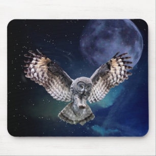 Owl in Flight Mouse Pad
