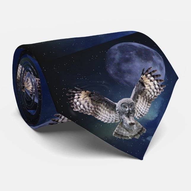 Owl in Flight Tie (Rolled)