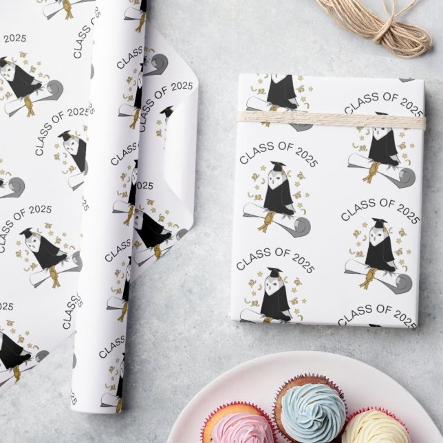 Owl in Gown Preschool / Kindergarten Graduation Wrapping Paper (Creator Uploaded)
