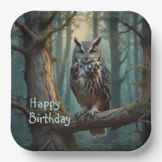 Owl in Magical Forest Paper Plate