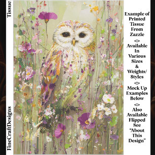 Owl in Meadow of Wildflowers EE4R Decoupage Tissue Paper