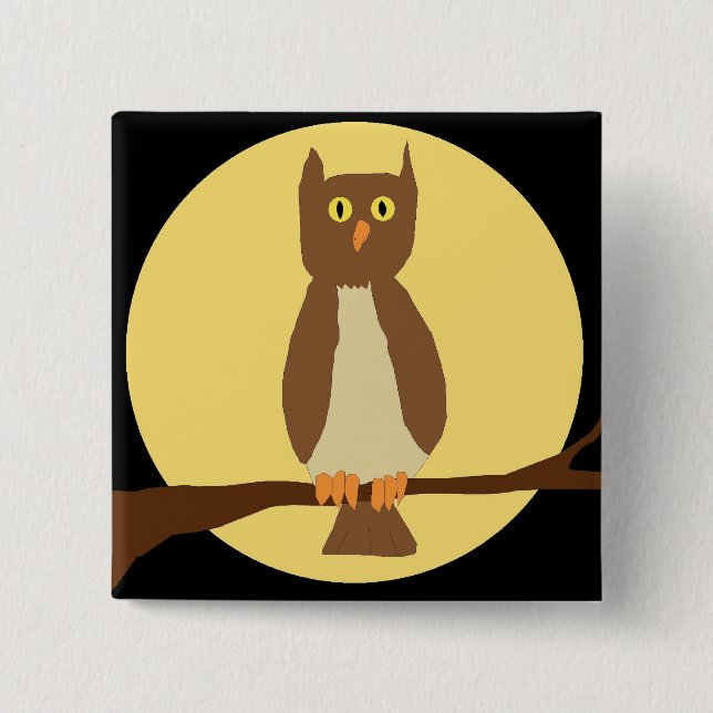 Owl in Moon on Black pin (Front)