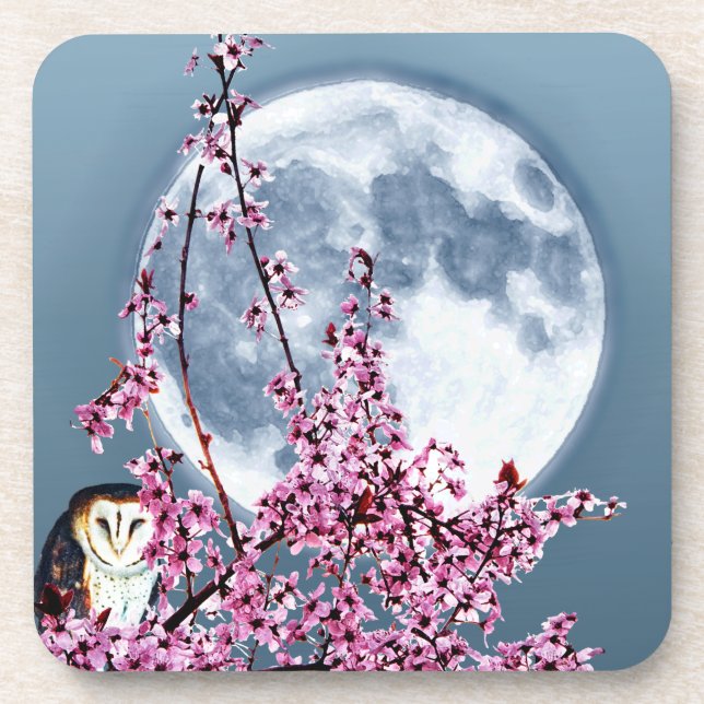 Owl in Plum Tree Coaster (Front)