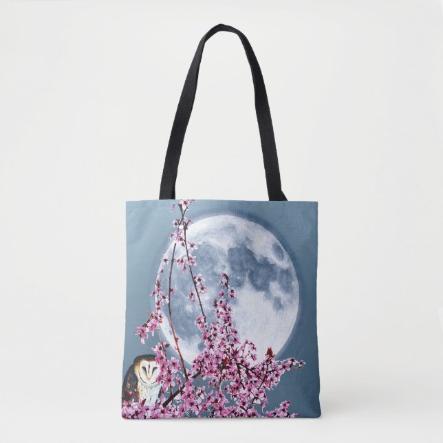 Owl in Plum Tree Tote Bag (Front)