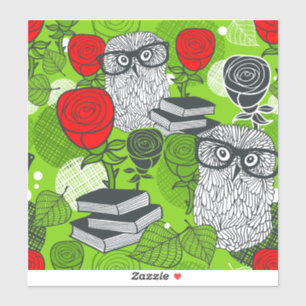 Owl in red roses