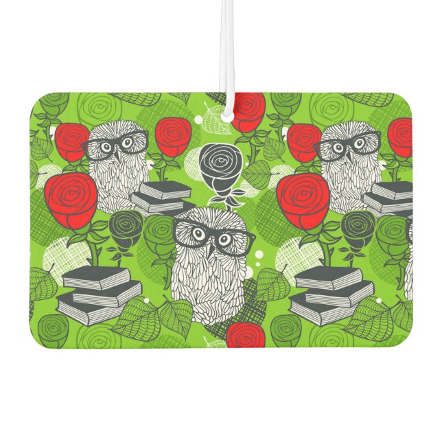 Owl in red roses air freshener (Front)