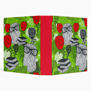 Owl in red roses binder