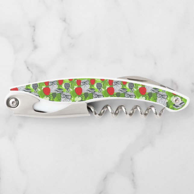 Owl in red roses corkscrew (Front)