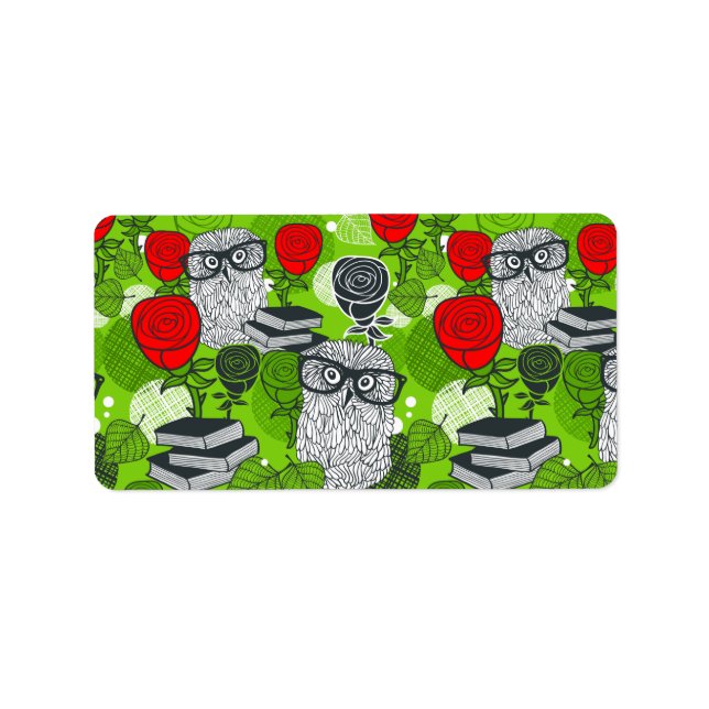 Owl in red roses label (Front)