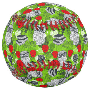 Owl in red roses softball