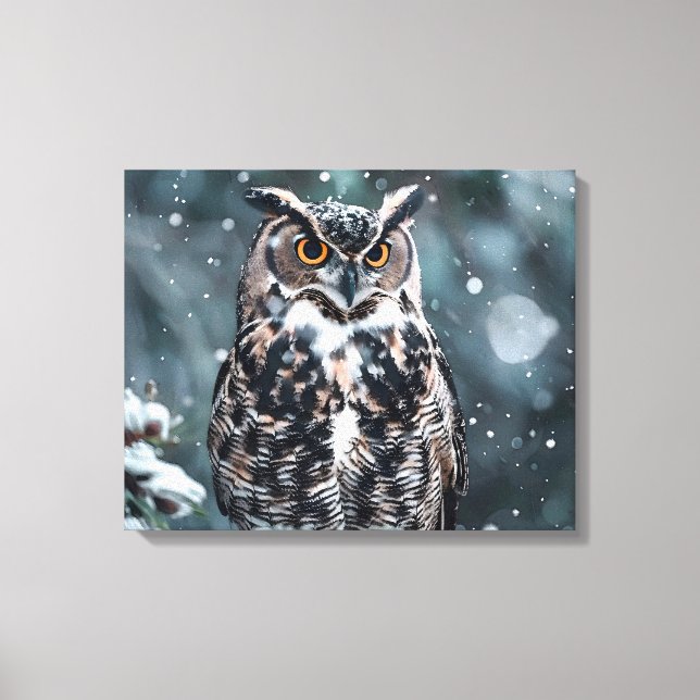 Owl in Snow Canvas Print (Front)