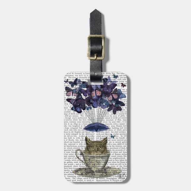 Owl In Teacup Luggage Tag (Front Vertical)
