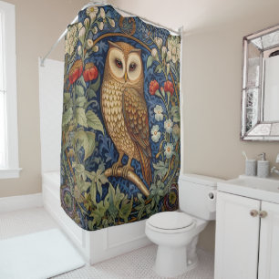Owl in the garden William Morris style