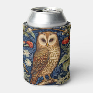 Owl in the garden William Morris style Can Cooler
