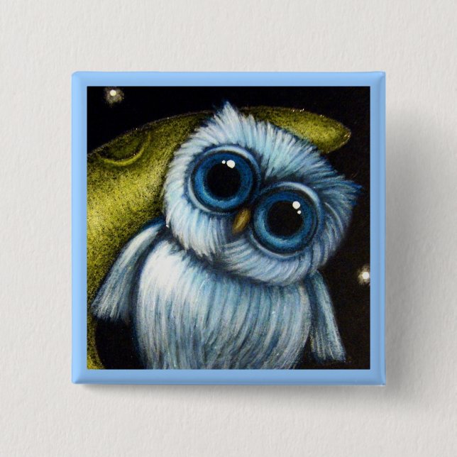Owl in the Moon Customize Button (Front)