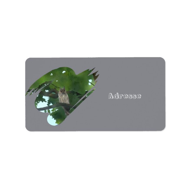 owl in the tree label (Front)