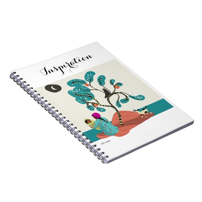 Owl in tree, Indian mother with baby & dog Notebook (Right Side)