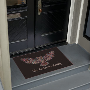 Owl Jeweled Metalic Doormat