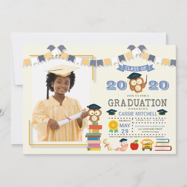 Owl Kids Graduation Photo Announcement Invitation (Front)