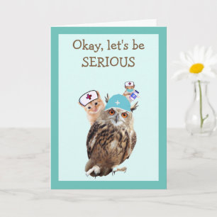 Owl, Kitten And Mouse Get Well Card