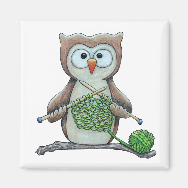 Owl Knitter Magnet (Front)
