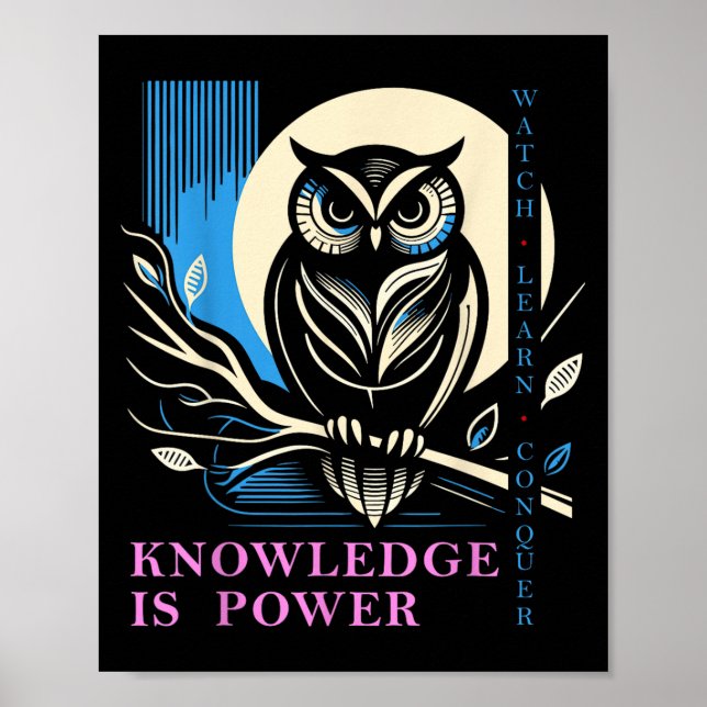 Owl - Knowledge Is Wer - Wisdom Owl Design  Poster (Front)