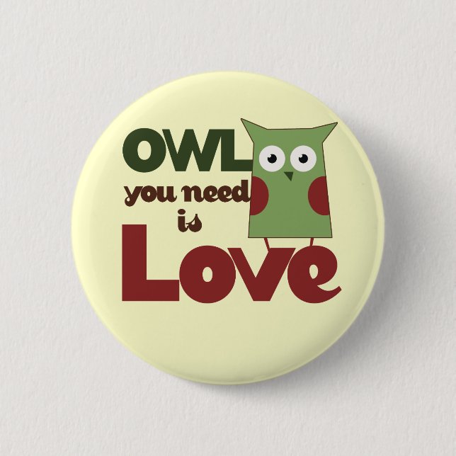 Owl Love 2 Inch Round Button (Front)