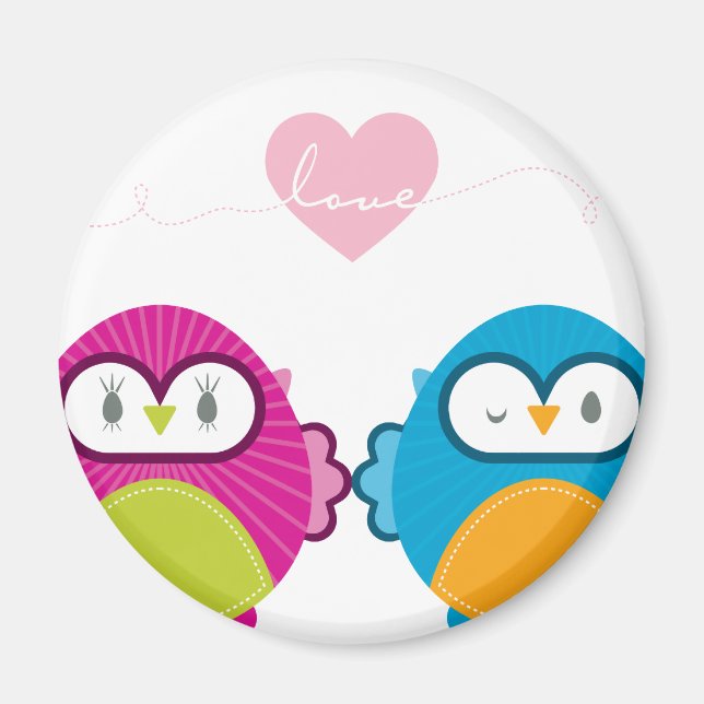 OWL LOVE :: bright girl + boy Magnet (Front)