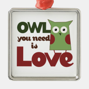 Owl Love Metal Ornament