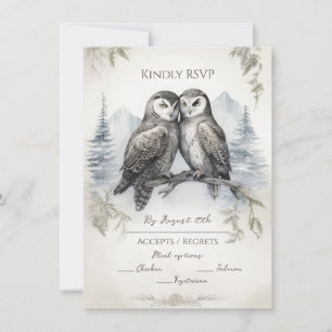 Owl Love Rustic RSVP Card