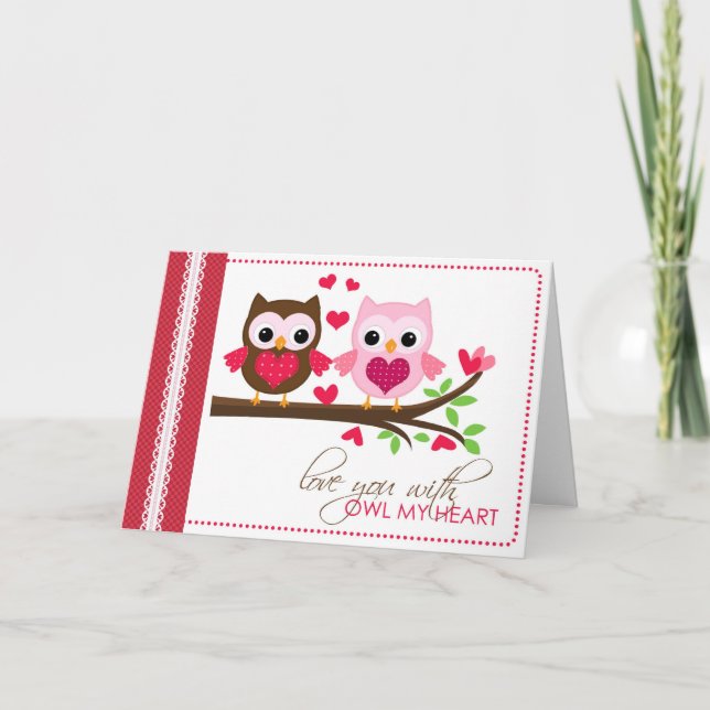Owl Love sur la carte de voeux / carte de note de  (Devant)
